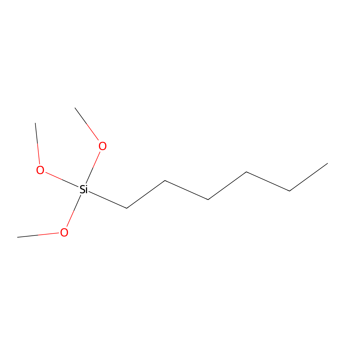 Hexyltrimethoxysilane molecular structure, CAS 145054-84-8