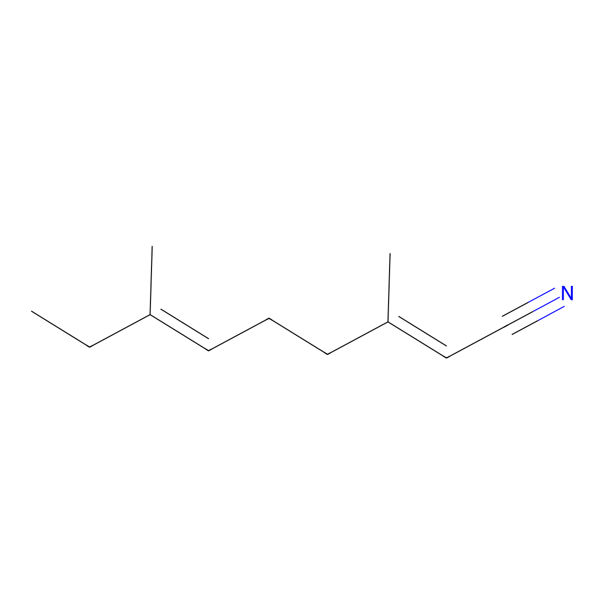 3,7-Dimethyl-2,6-nonadienenitrile, (2E,6E)- molecular structure, CAS 1450589-72-6