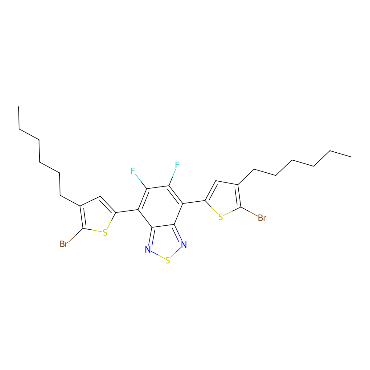 4,7-Bis(5-bromo-4-hexylthiophen-2-yl)-5,6-difluorobenzo[c][1,2,5]thiadiazole molecular structure, CAS 1450590-76-7