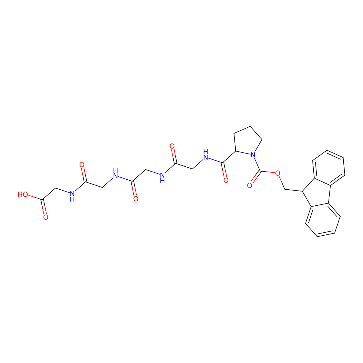 (S)-1-(1-(((9H-Fluoren-9-yl)methoxy)carbonyl)pyrrolidin-2-yl)-1,4,7,10-tetraoxo-2,5,8,11-tetraazatridecan-13-oic acid molecular structure, CAS 1450625-21-4