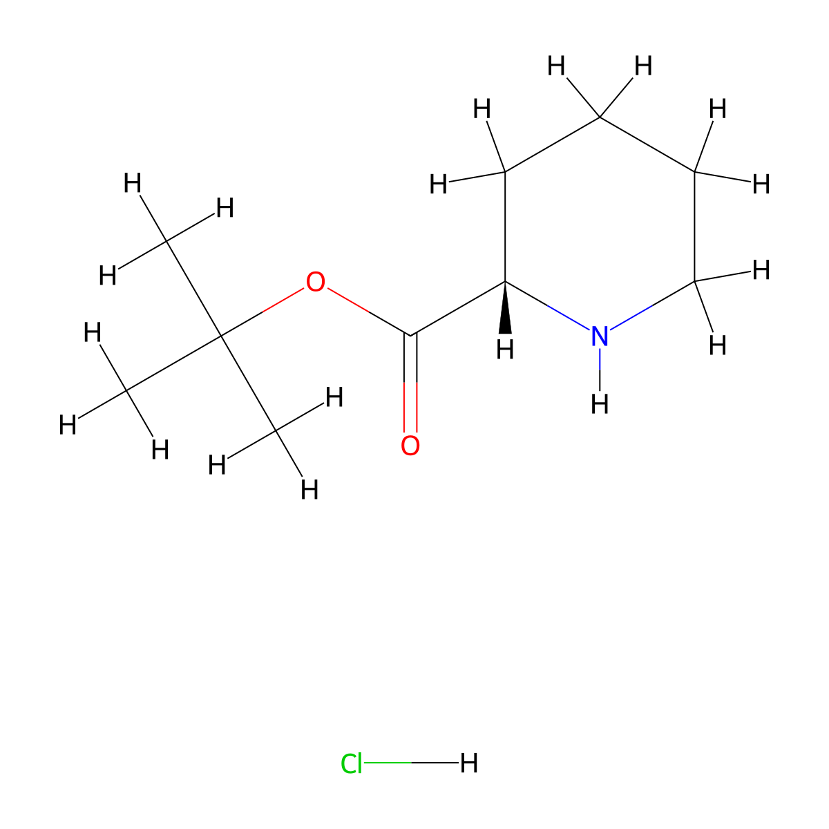 (S)-tert-butyl piperidine-2-carboxylate hydrochloride molecular structure, CAS 145064-67-1