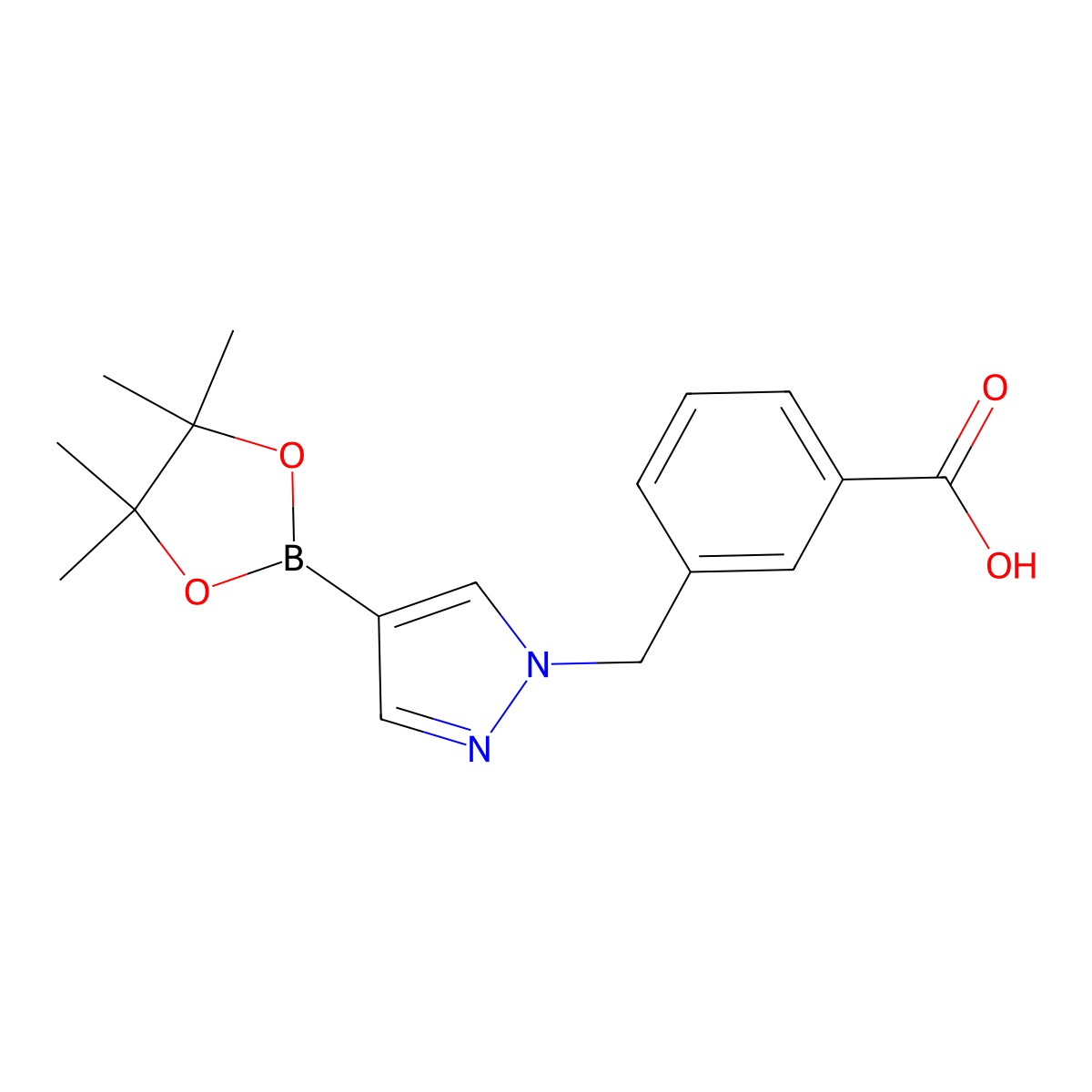 3-[4-(4,4,5,5-Tetramethyl-[1,3,2]dioxaborolan-2-yl)-pyrazol-1-ylmethyl]-benzoic acid molecular structure, CAS 1450642-63-3
