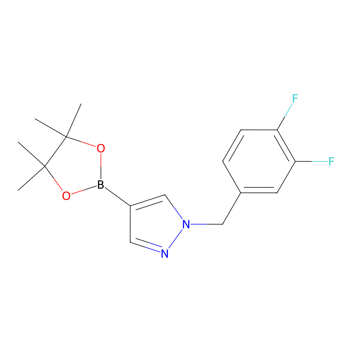 1-(3,4-Difluoro-benzyl)-4-(4,4,5,5-tetramethyl-[1,3,2]dioxaborolan-2-yl)-1H-pyrazole molecular structure, CAS 1450642-67-7