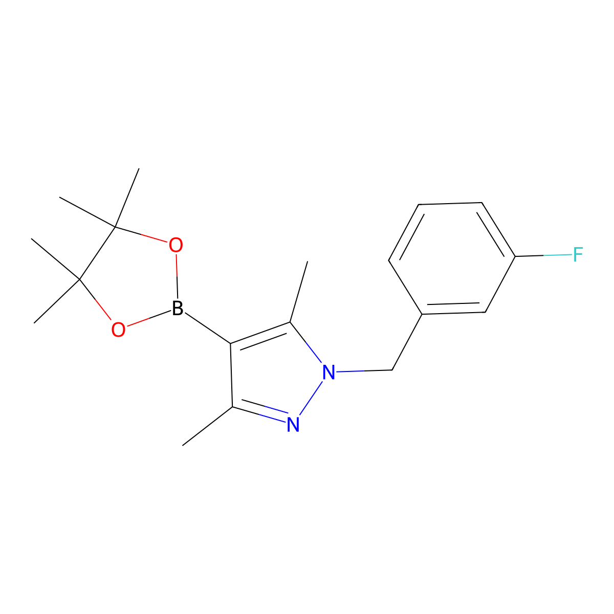 1-(3-Fluoro-benzyl)-3,5-dimethyl-4-(4,4,5,5-tetramethyl-[1,3,2]dioxaborolan-2-yl)-1H-pyrazole molecular structure, CAS 1450642-70-2