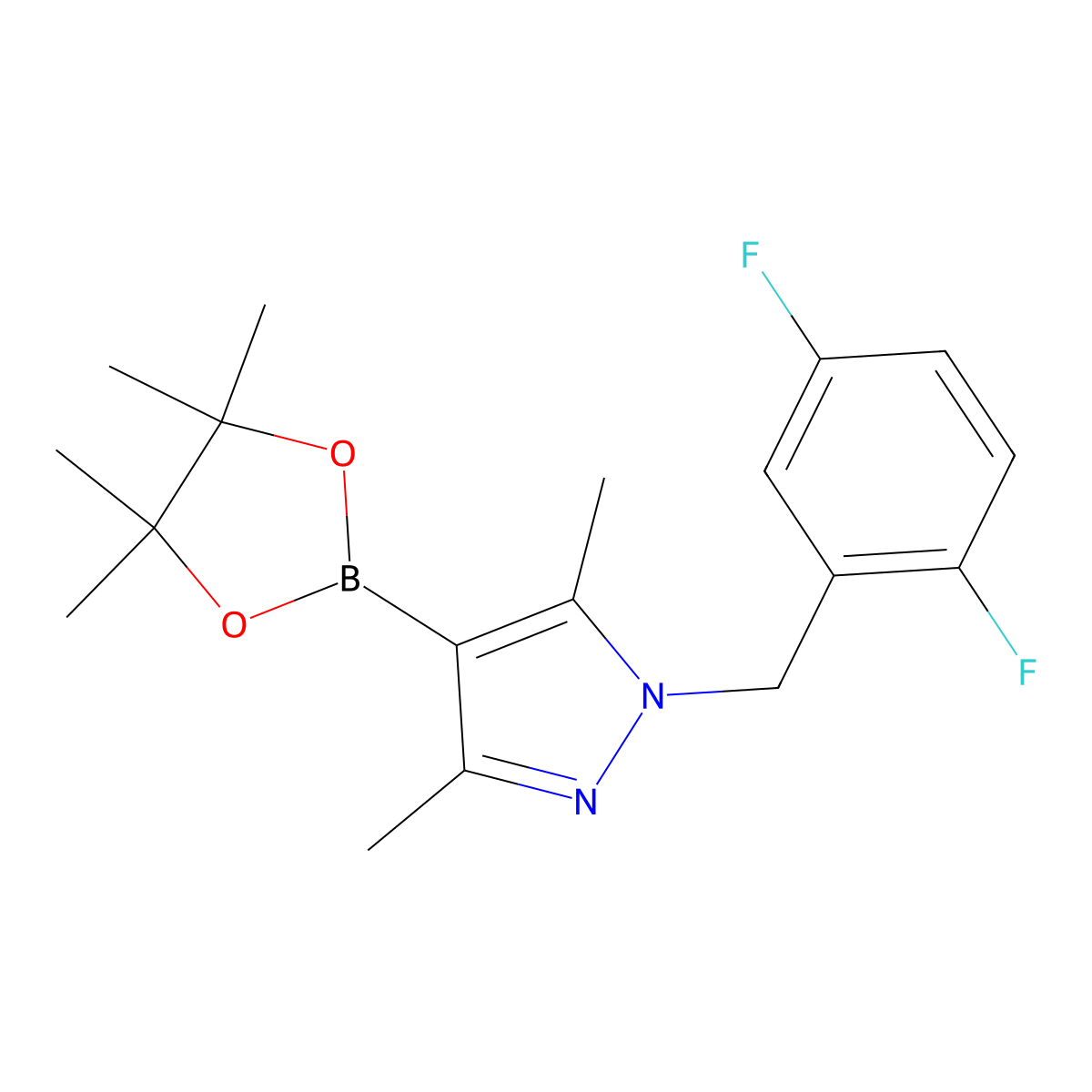 1-[(2,5-Difluorophenyl)methyl]-3,5-dimethyl-4-(4,4,5,5-tetramethyl-1,3,2-dioxaborolan-2-yl)-1h-pyrazole molecular structure, CAS 1450642-71-3