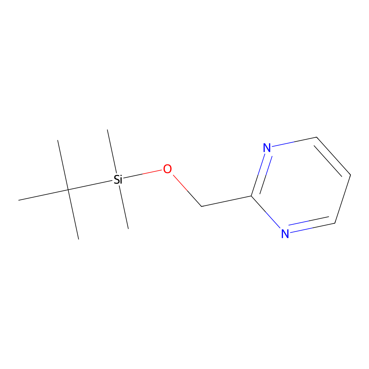2-(((tert-Butyldimethylsilyl)oxy)methyl)pyrimidine molecular structure, CAS 1450643-98-7