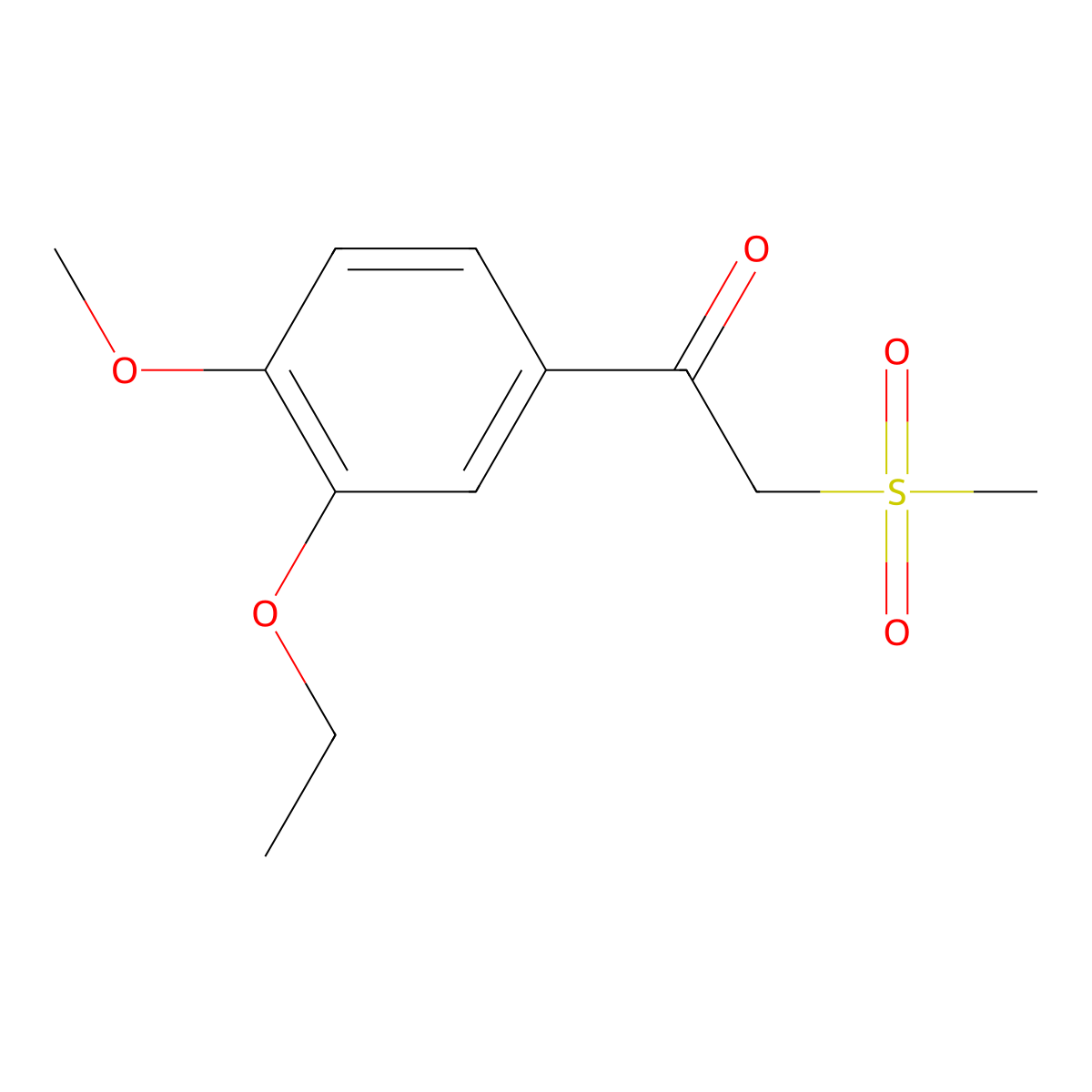 1-(3-Ethoxy-4-methoxyphenyl)-2-(methylsulfonyl)ethanone molecular structure, CAS 1450657-28-9