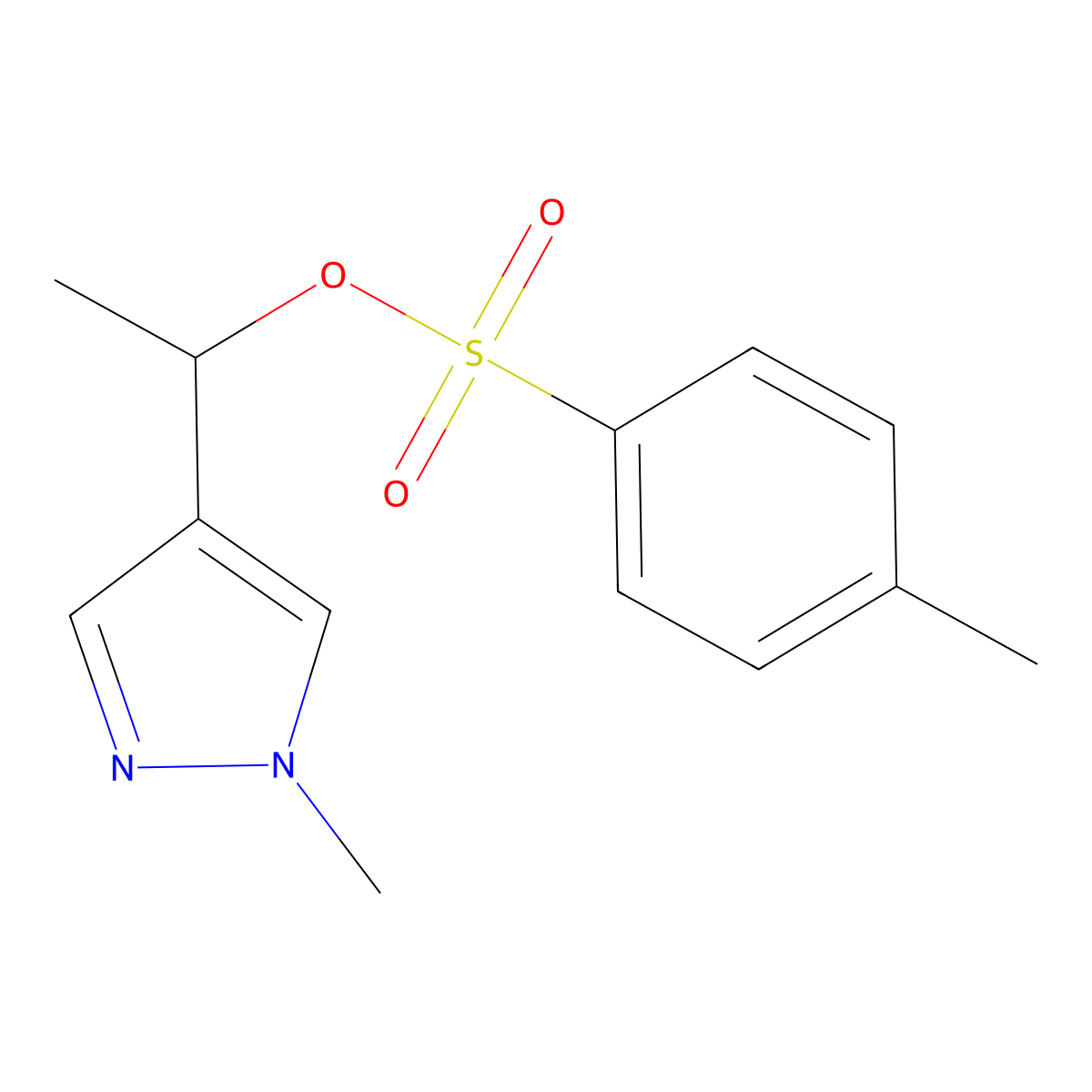 1-(1-methyl-1H-pyrazol-4-yl)ethyl 4-methylbenzene-1-sulfonate molecular structure, CAS 1450659-66-1