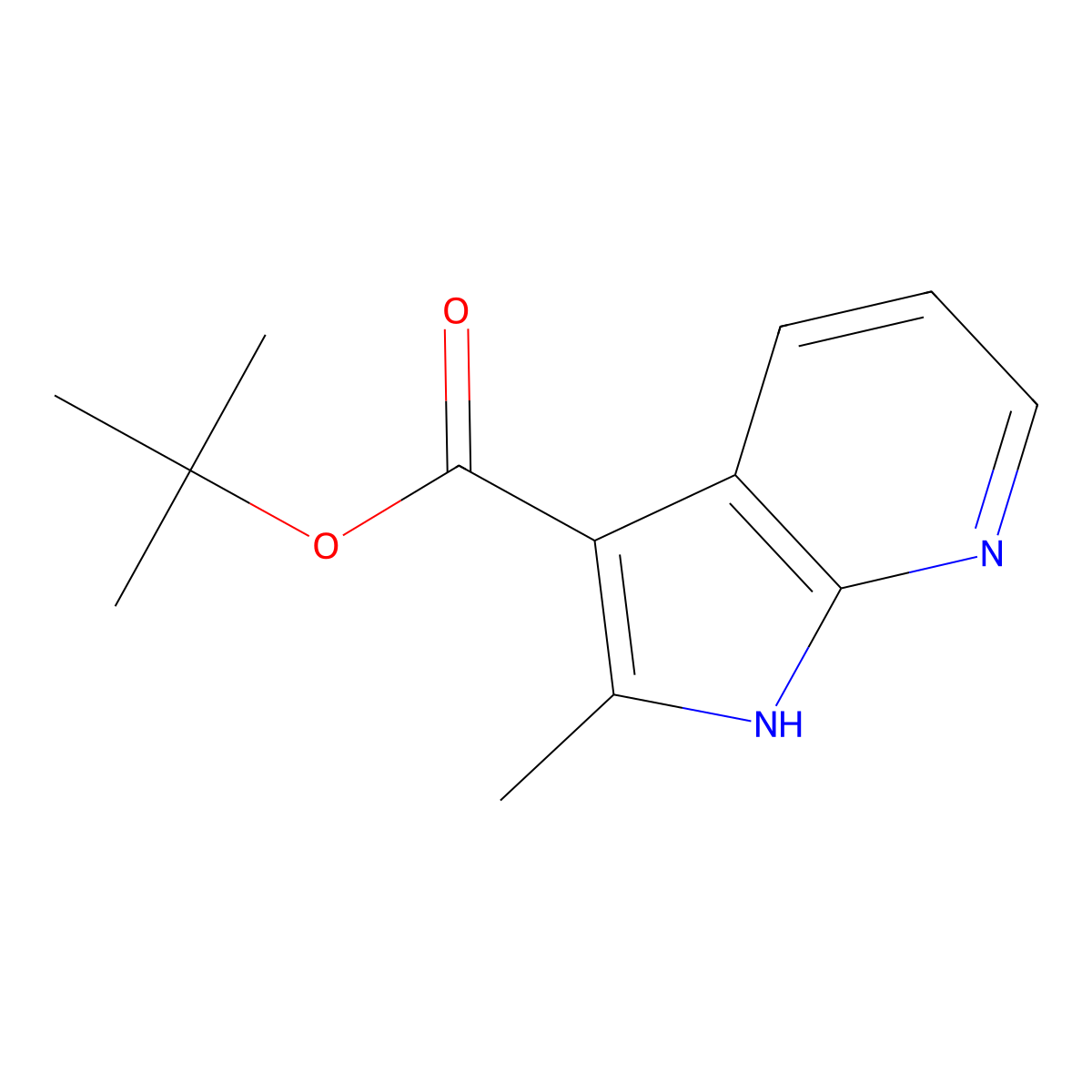 tert-Butyl 2-methyl-1H-pyrrolo[2,3-b]pyridine-3-carboxylate molecular structure, CAS 1450661-33-2