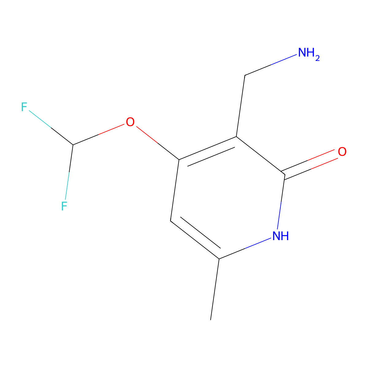 3-(Aminomethyl)-4-(difluoromethoxy)-6-methyl-1,2-dihydropyridin-2-one molecular structure, CAS 1450662-12-0