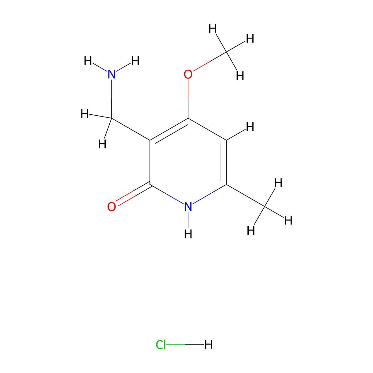 3-(aminomethyl)-4-methoxy-6-methylpyridin-2(1H)-one hydrochloride molecular structure, CAS 1450662-30-2