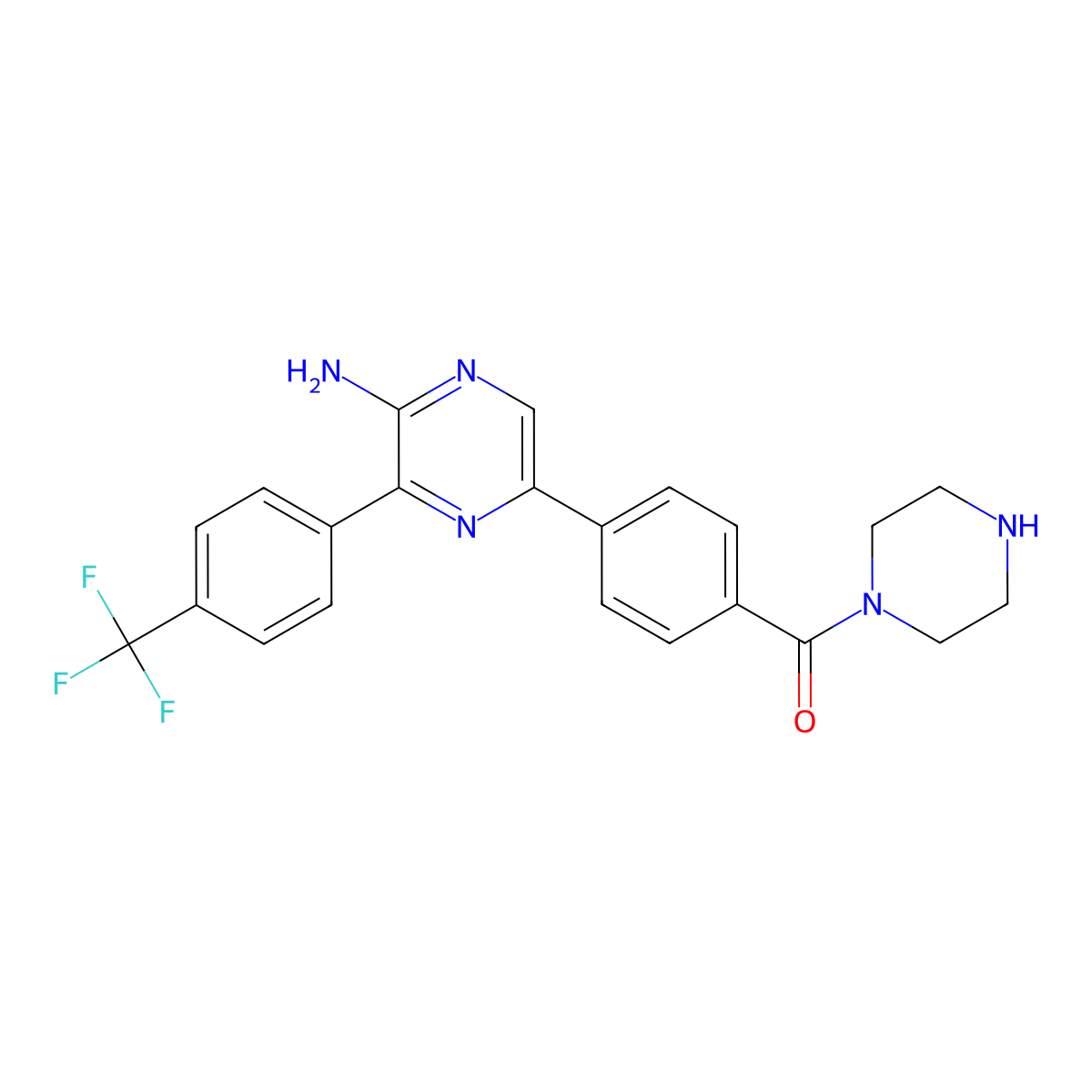 [4-[5-Amino-6-[4-(trifluoromethyl)phenyl]pyrazin-2-yl]phenyl]-piperazin-1-ylmethanone molecular structure, CAS 1450666-80-4