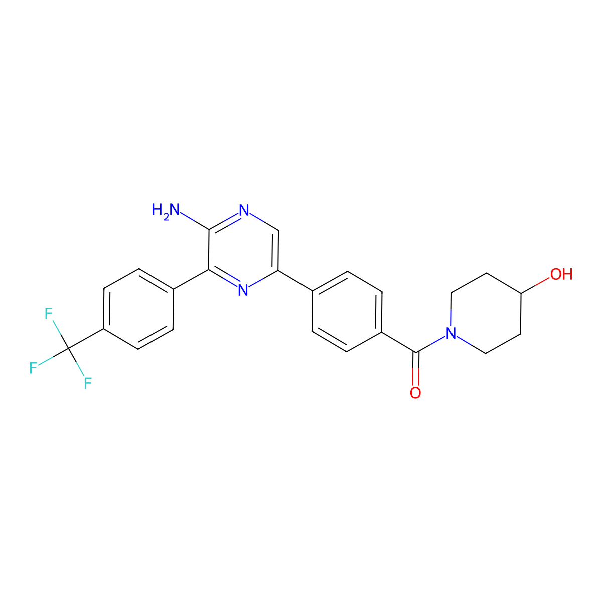 [4-[5-Amino-6-[4-(trifluoromethyl)phenyl]pyrazin-2-yl]phenyl]-(4-hydroxypiperidin-1-yl)methanone molecular structure, CAS 1450666-97-3