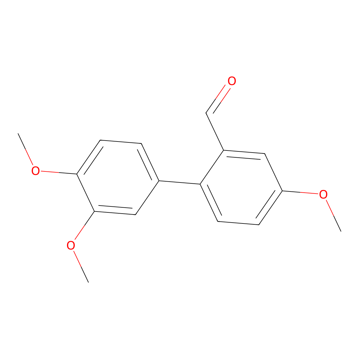 1,1'-Biphenyl-3,4,4'-trimethoxy-6'-formyl- molecular structure, CAS 145068-57-1