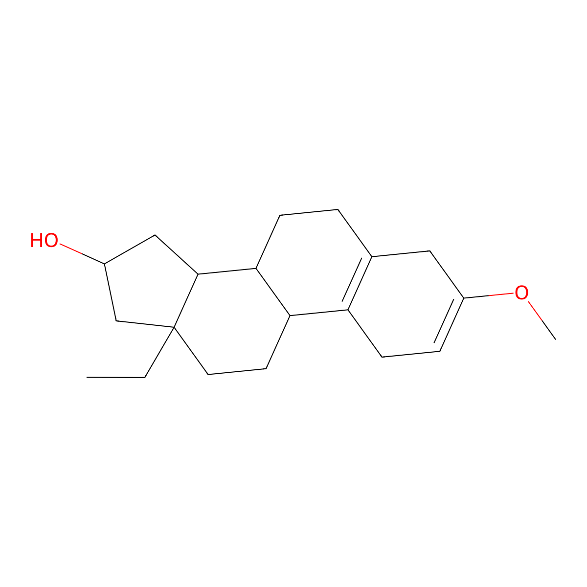 13-Ethyl-3-methoxygona-2,5(10)-dien-17beta-ol molecular structure, CAS 14507-49-4