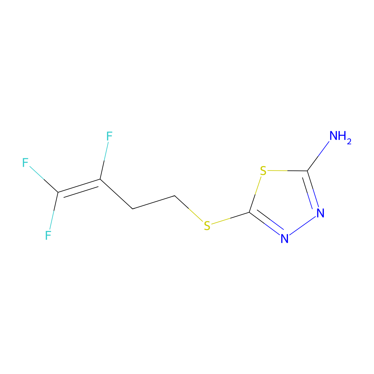 5-[(3,4,4-Trifluoro-3-butenyl)sulfanyl]-1,3,4-thiadiazol-2-amine molecular structure, CAS 145070-01-5