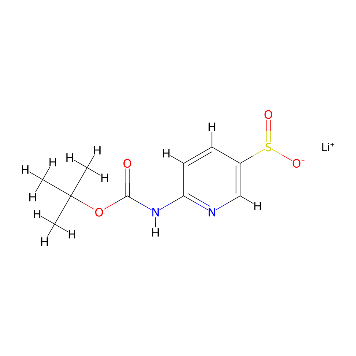 Lithium(1+)ion6-{[(tert-butoxy)carbonyl]amino}pyridine-3-sulfinate molecular structure, CAS 1450723-61-1