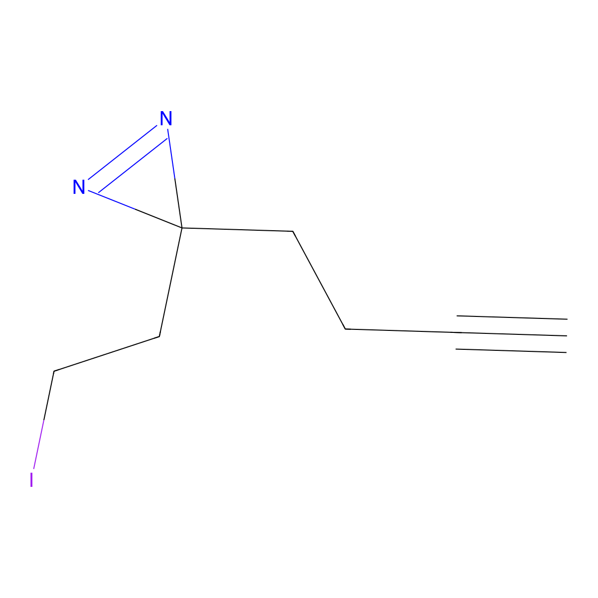 3H-Diazirine, 3-(3-butyn-1-yl)-3-(2-iodoethyl)- molecular structure, CAS 1450754-38-7
