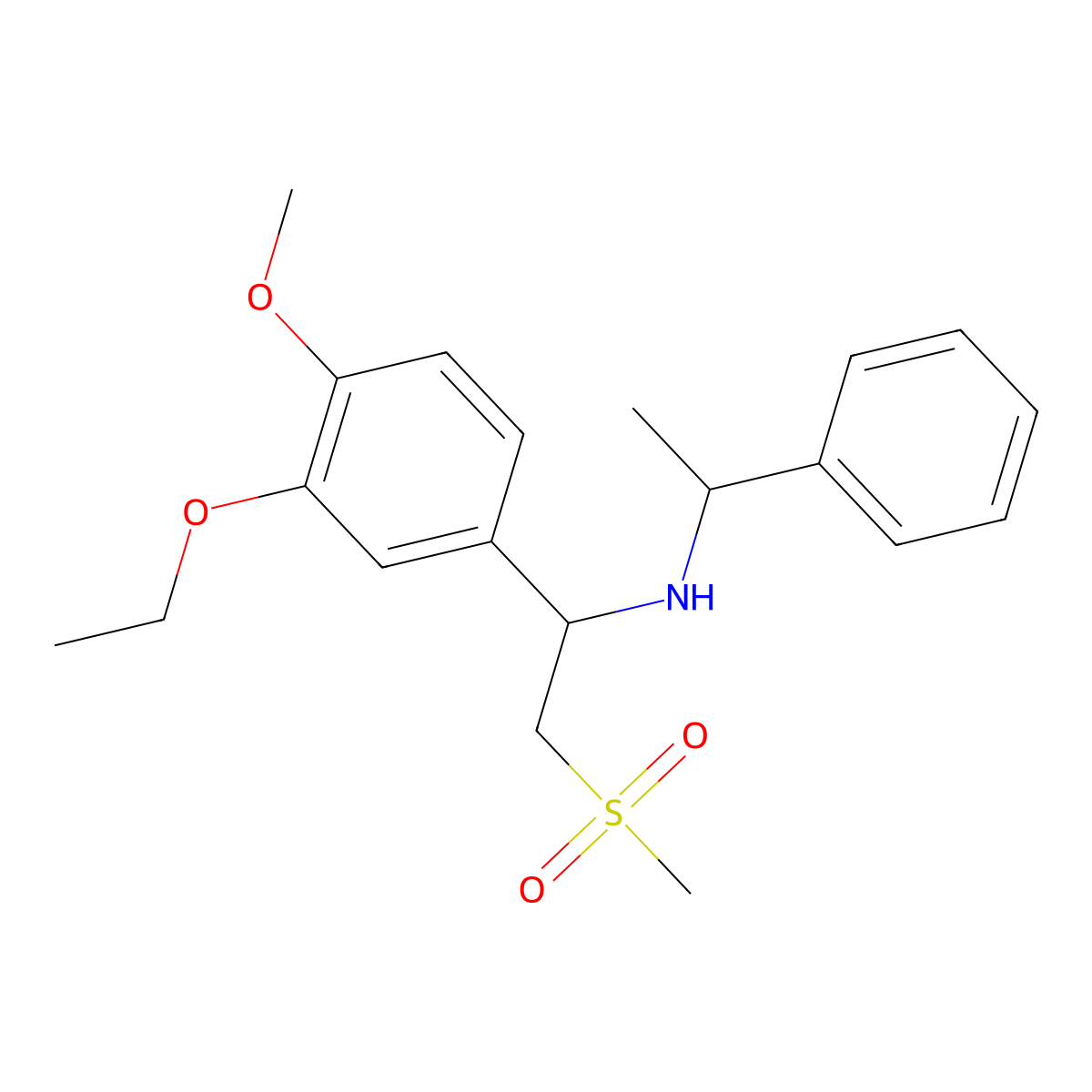 1-(3-ethoxy-4-methoxyphenyl)-2-methylsulfonyl-N-(1-phenylethyl)ethanamine molecular structure, CAS 1450759-41-7