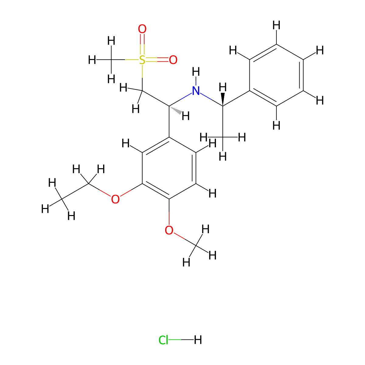 (S)-1-(3-ethoxy-4-methoxyphenyl)-2-(methylsulfonyl)-N-((S)-1-phenylethyl)ethanamine hydrochloride molecular structure, CAS 1450759-47-3