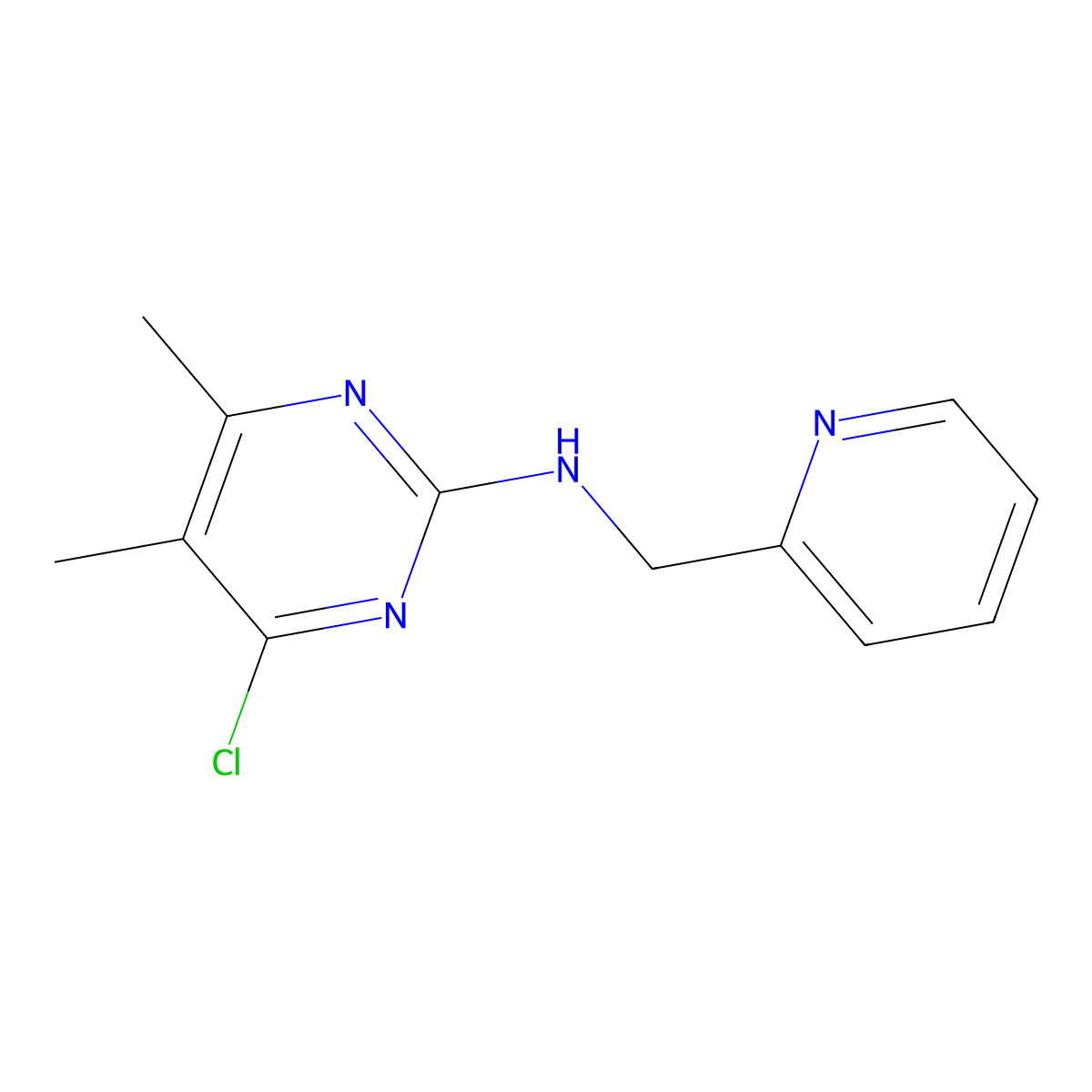 4-chloro-5,6-dimethyl-N-(pyridin-2-ylmethyl)pyrimidin-2-amine molecular structure, CAS 1450809-17-2