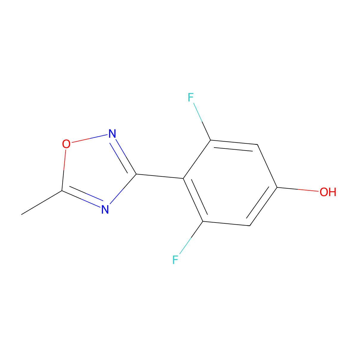 3,5-Difluoro-4-(5-methyl-1,2,4-oxadiazol-3-yl)phenol molecular structure, CAS 1450822-43-1