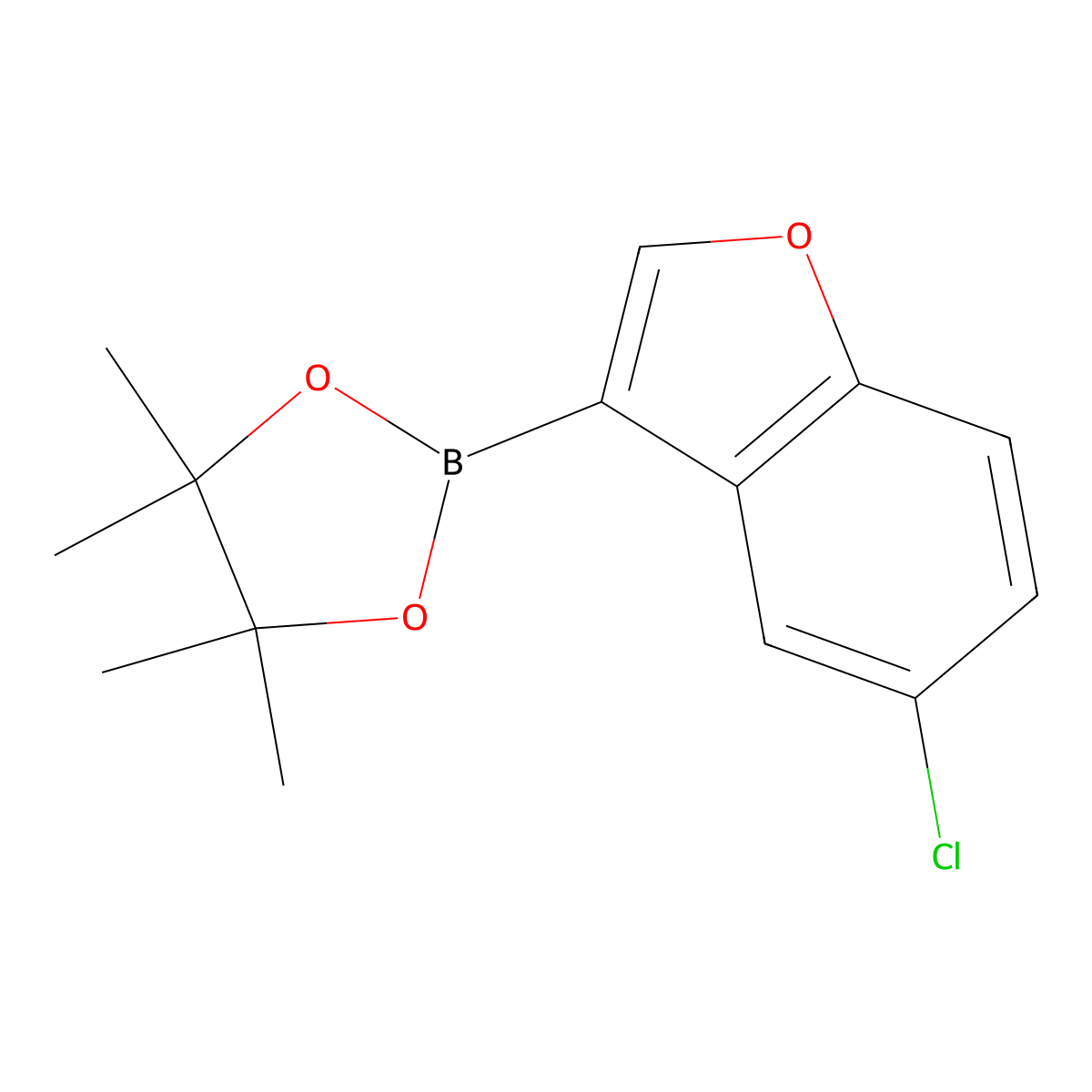 2-(5-Chloro-1-benzofuran-3-yl)-4,4,5,5-tetramethyl-1,3,2-dioxaborolane molecular structure, CAS 1450835-20-7