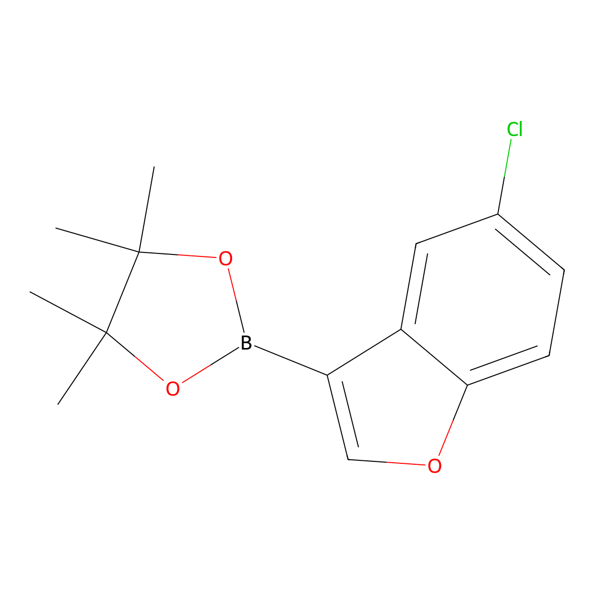 2-(5-Chloro-1-benzofuran-3-yl)-4,4,5,5-tetramethyl-1,3,2-dioxaborolane molecular structure, CAS 1450835-20-7