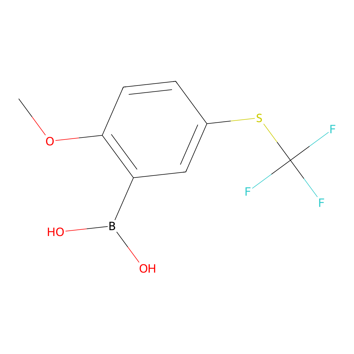 B-[2-Methoxy-5-[(trifluoromethyl)thio]phenyl]boronic acid molecular structure, CAS 1450835-29-6