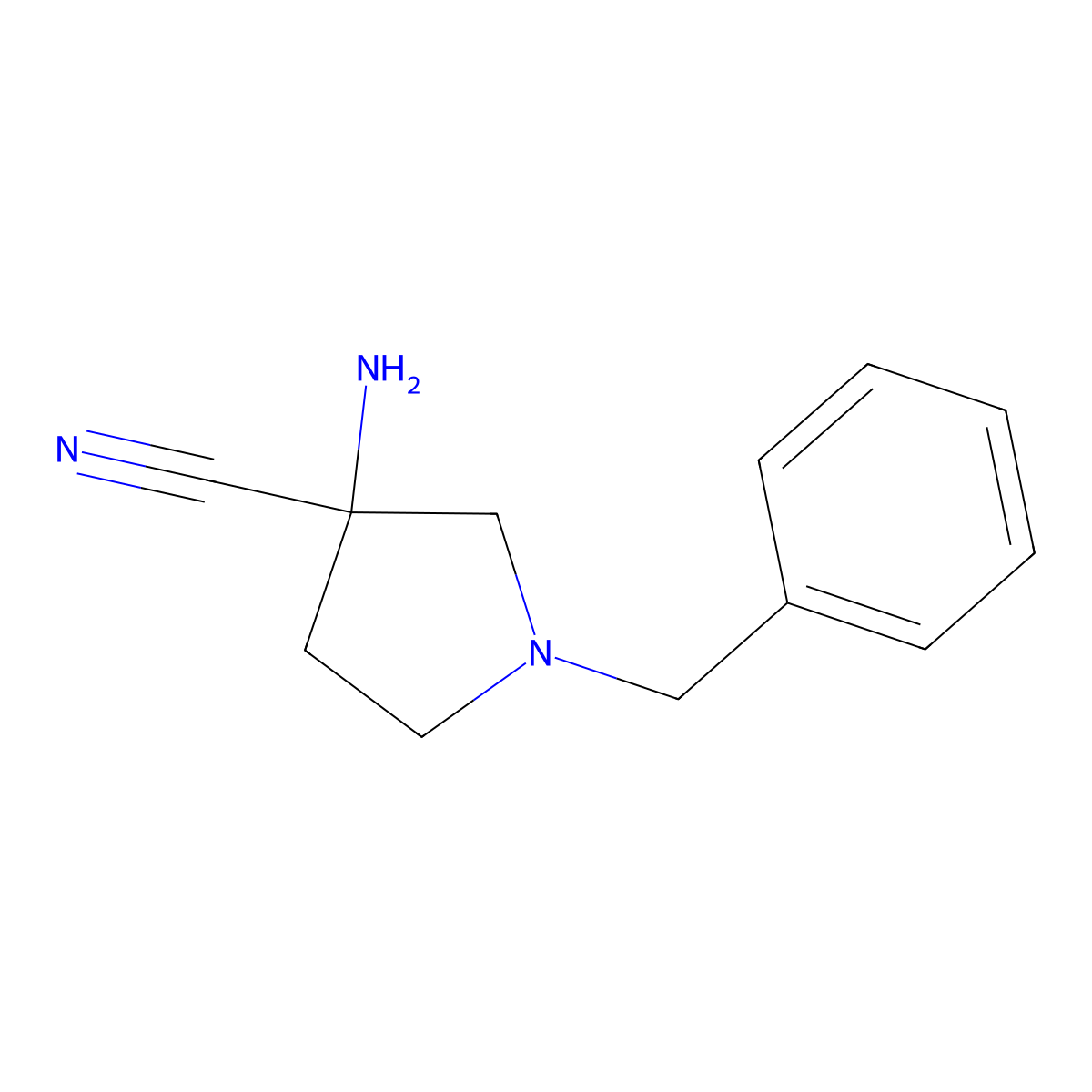 3-Amino-1-benzylpyrrolidine-3-carbonitrile molecular structure, CAS 145090-28-4