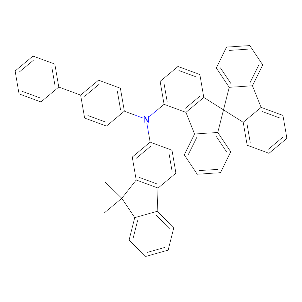 N-(9,9-dimethylfluoren-2-yl)-N-(4-phenylphenyl)-9,9'-spirobi(fluorene)-4-amine molecular structure, CAS 1450933-88-6