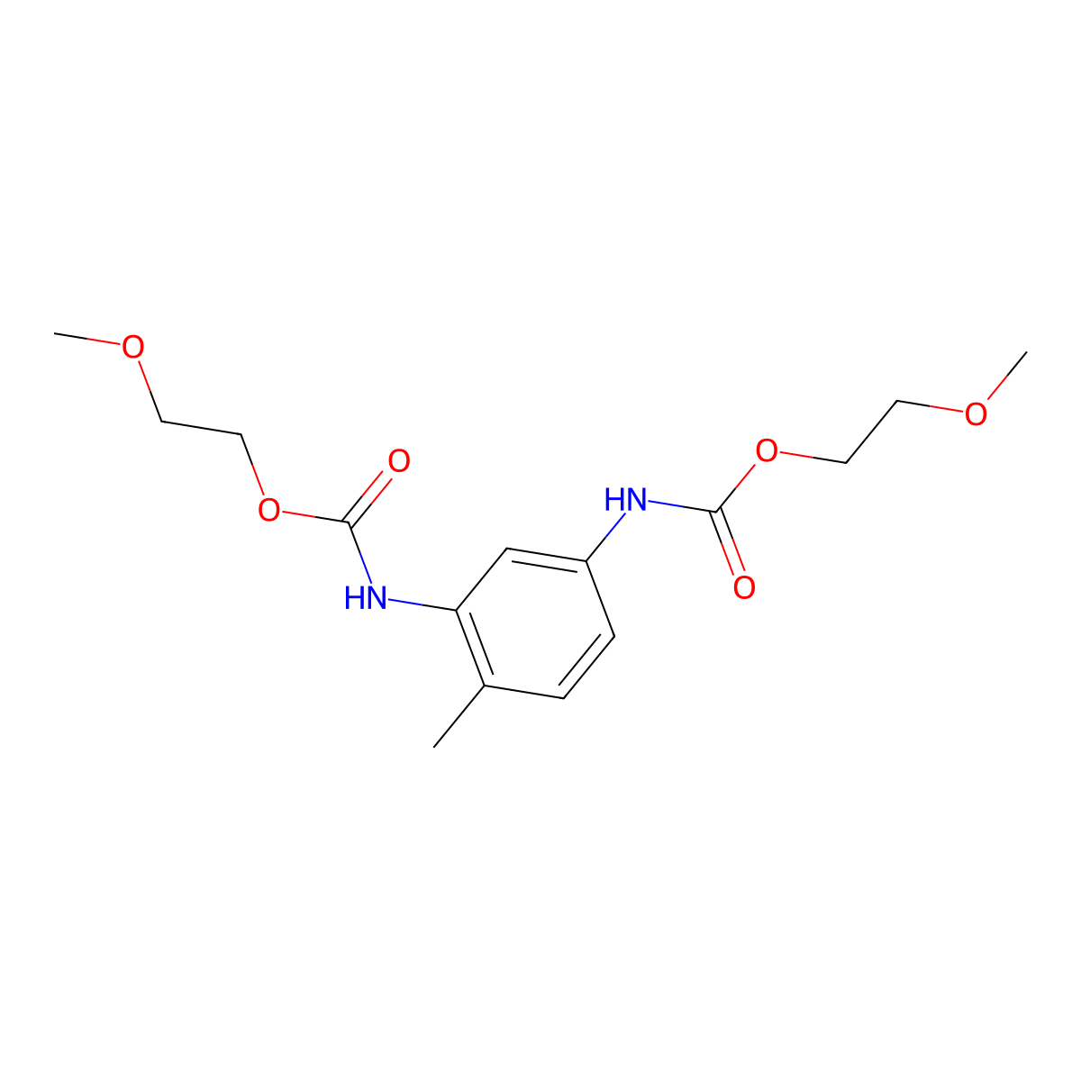 N,N'-Bis(2-methoxyethoxycarbonyl)-4-methyl-1,3-phenylenediamine molecular structure, CAS 145098-57-3