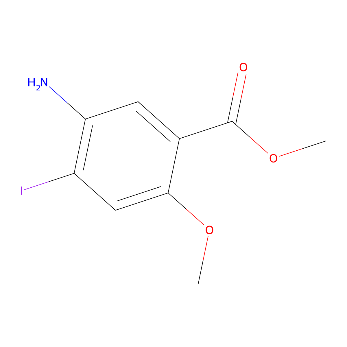 5-Amino-4-iodo-2-methoxy-benzoic acid methyl ester molecular structure, CAS 1450992-89-8