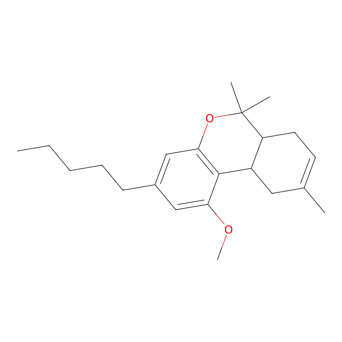 (6aR,10aR)-6a,7,10,10a-Tetrahydro-1-methoxy-6,6,9-trimethyl-3-pentyl-6H-dibenzo(b,d)pyran molecular structure, CAS 1451-20-3