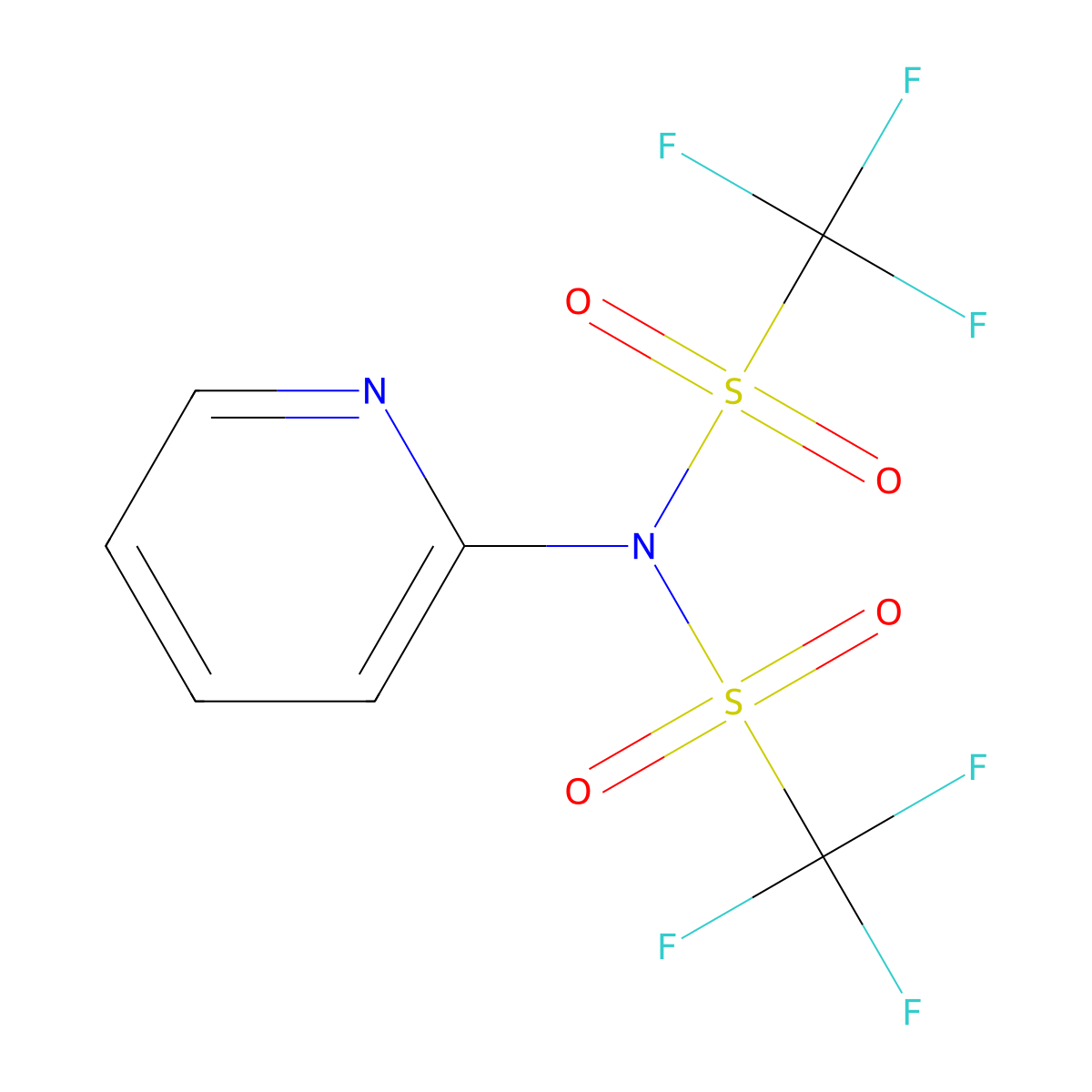 1,1,1-Trifluoro-N-(pyridin-2-yl)-N-(trifluoromethanesulfonyl)methanesulfonamide molecular structure, CAS 145100-50-1