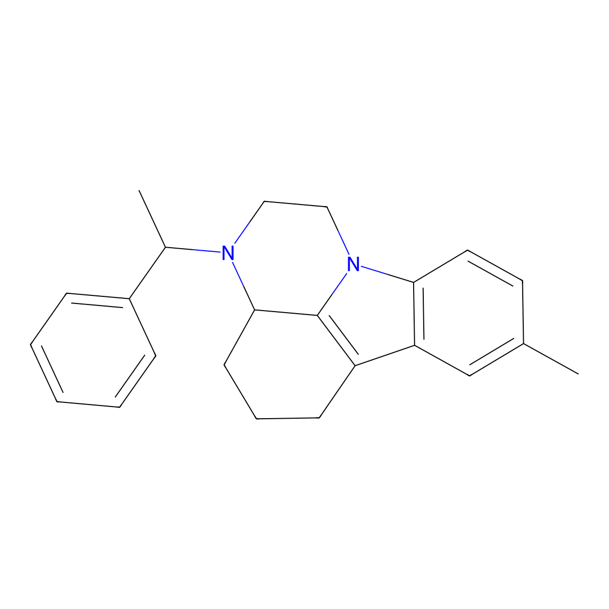 8-methyl-3-(1-phenylethyl)-2,3,3a,4,5,6-hexahydro-1H-pyrazino[3,2,1-jk]carbazole molecular structure, CAS 145100-72-7