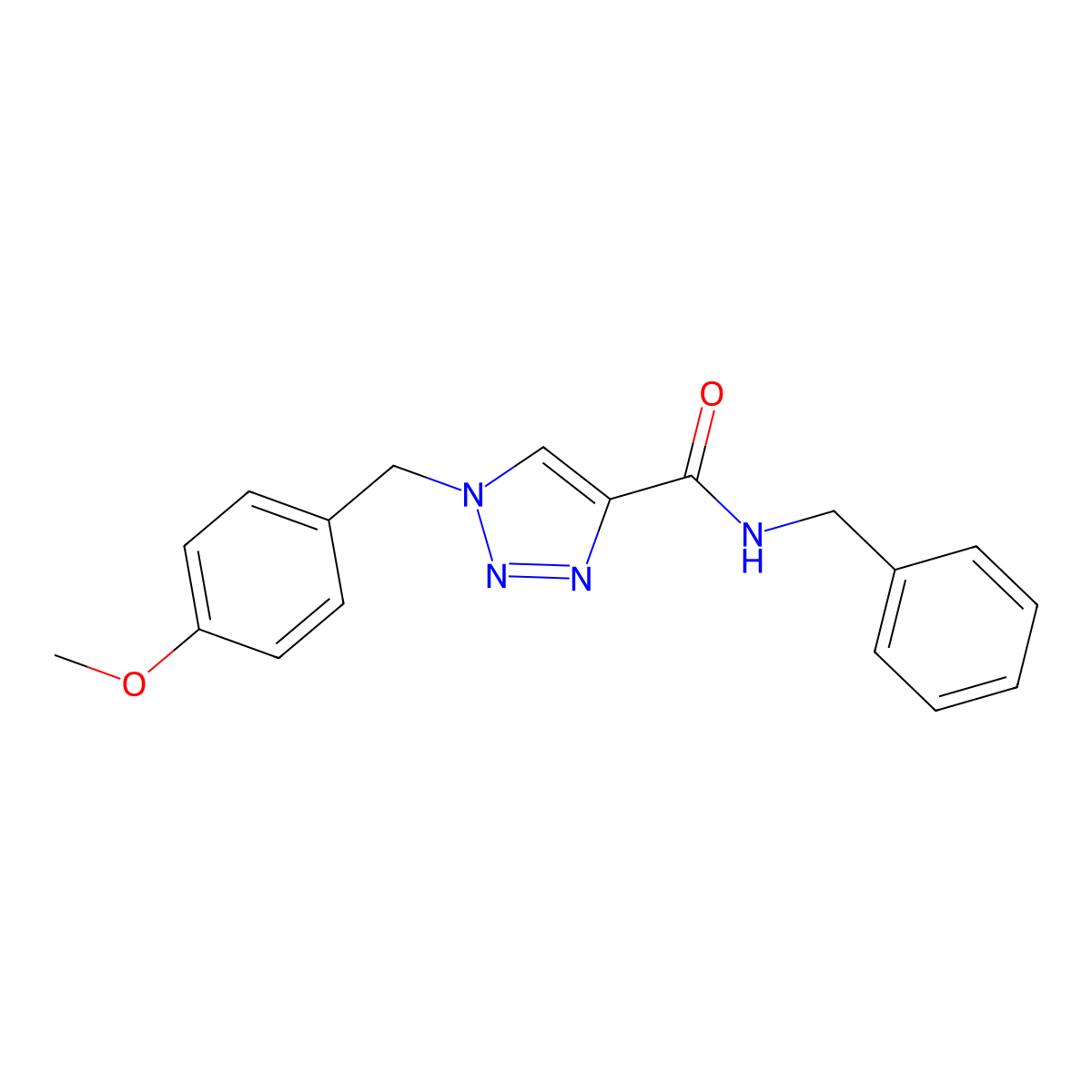 N-benzyl-1-[(4-methoxyphenyl)methyl]-1H-1,2,3-triazole-4-carboxamide molecular structure, CAS 145104-50-3