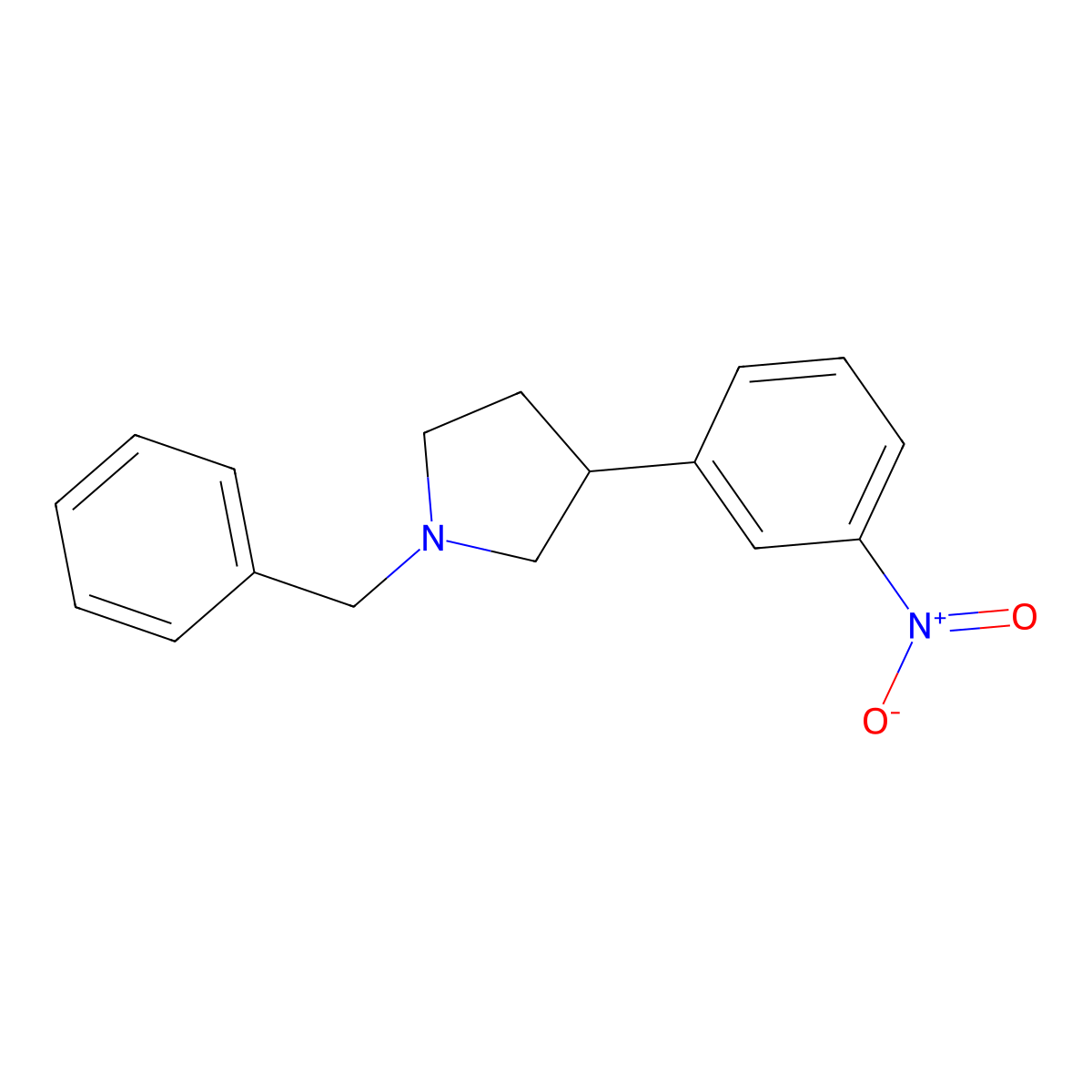 Pyrrolidine, 3-(3-nitrophenyl)-1-(phenylmethyl)- molecular structure, CAS 145104-99-0