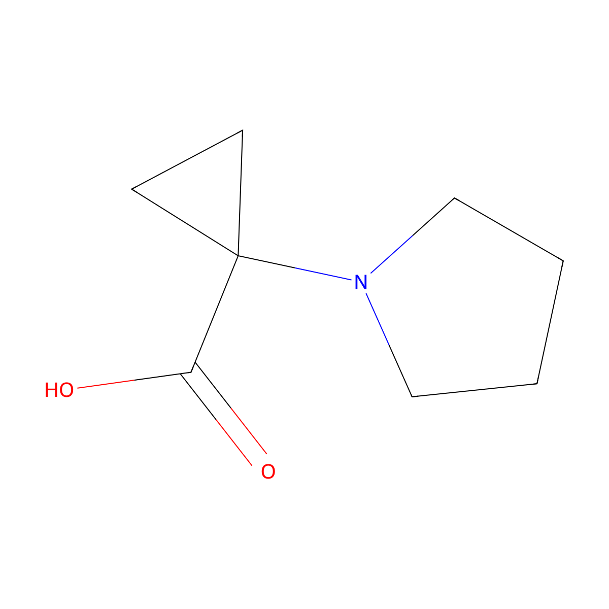 1-(Pyrrolidin-1-yl)cyclopropane-1-carboxylic acid molecular structure, CAS 1451040-52-0