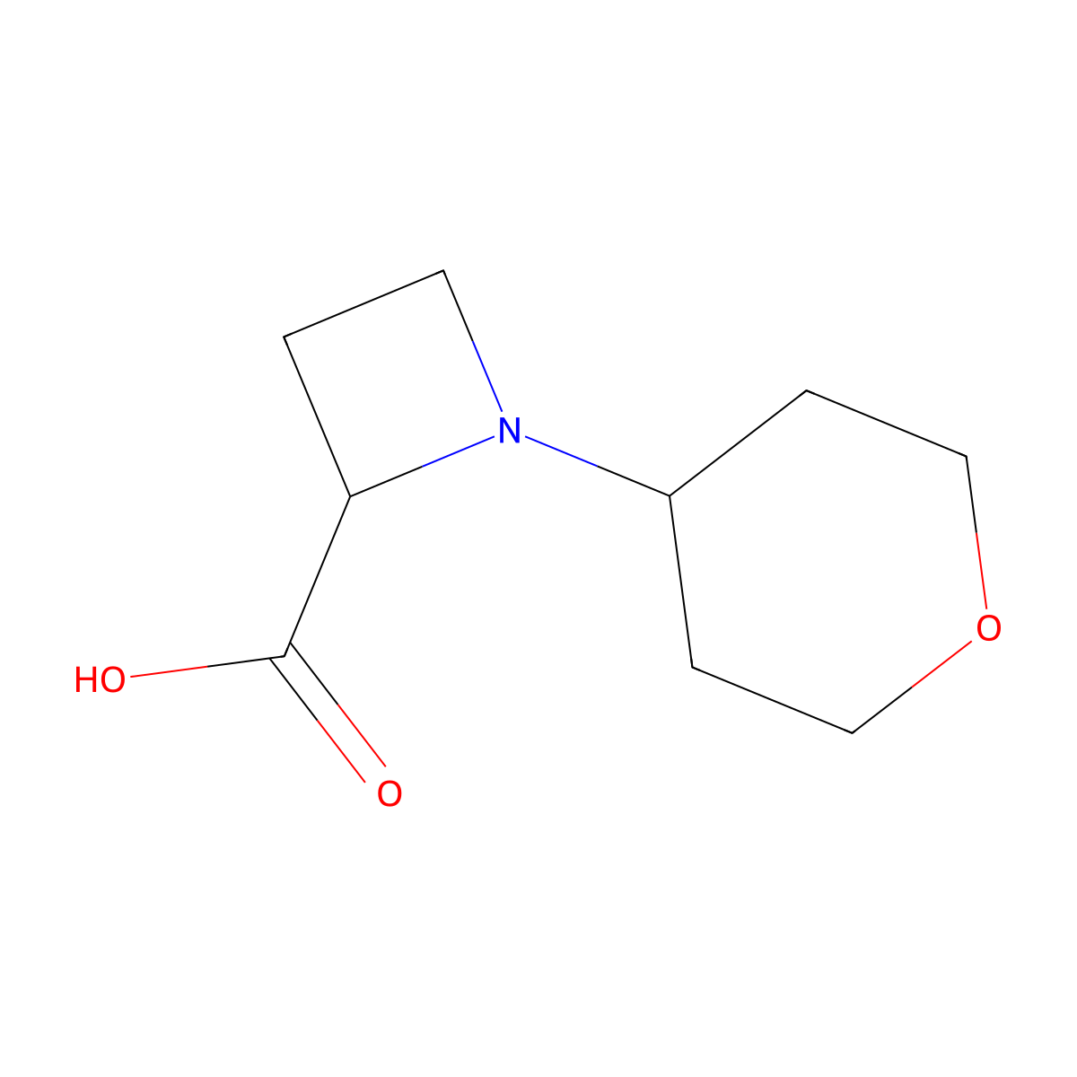 1-(Oxan-4-yl)azetidine-2-carboxylic acid molecular structure, CAS 1451040-62-2