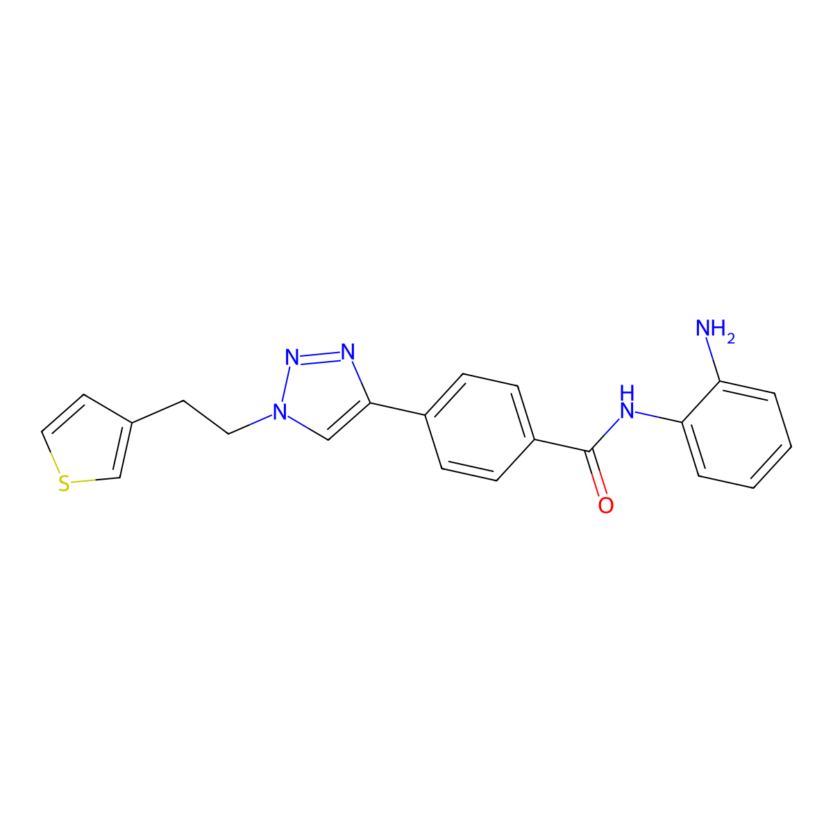 N-(2-Aminophenyl)-4-(1-(2-(3-thienyl)ethyl)-1H-1,2,3-triazol-4-yl)benzamide molecular structure, CAS 1451042-18-4