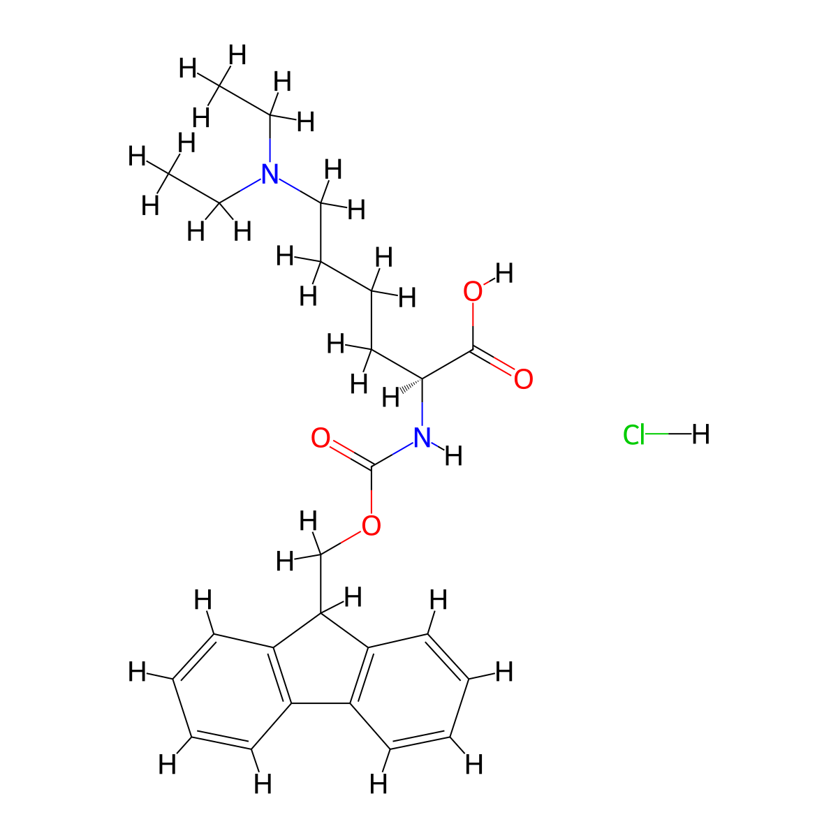 N2-(((9H-Fluoren-9-yl)methoxy)carbonyl)-N6,N6-diethyl-L-lysine hydrochloride molecular structure, CAS 1451046-67-5