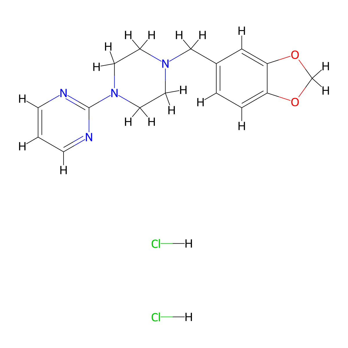 Piribedil dihydrochloride molecular structure, CAS 1451048-94-4