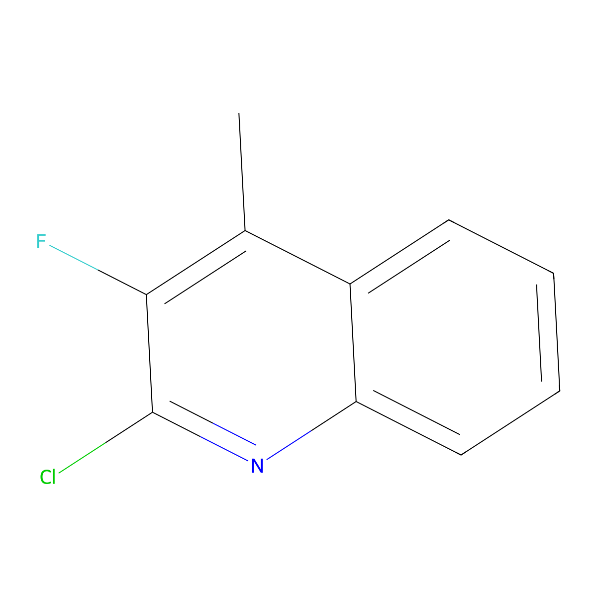 2-Chloro-3-fluoro-4-methylquinoline molecular structure, CAS 1451056-36-2
