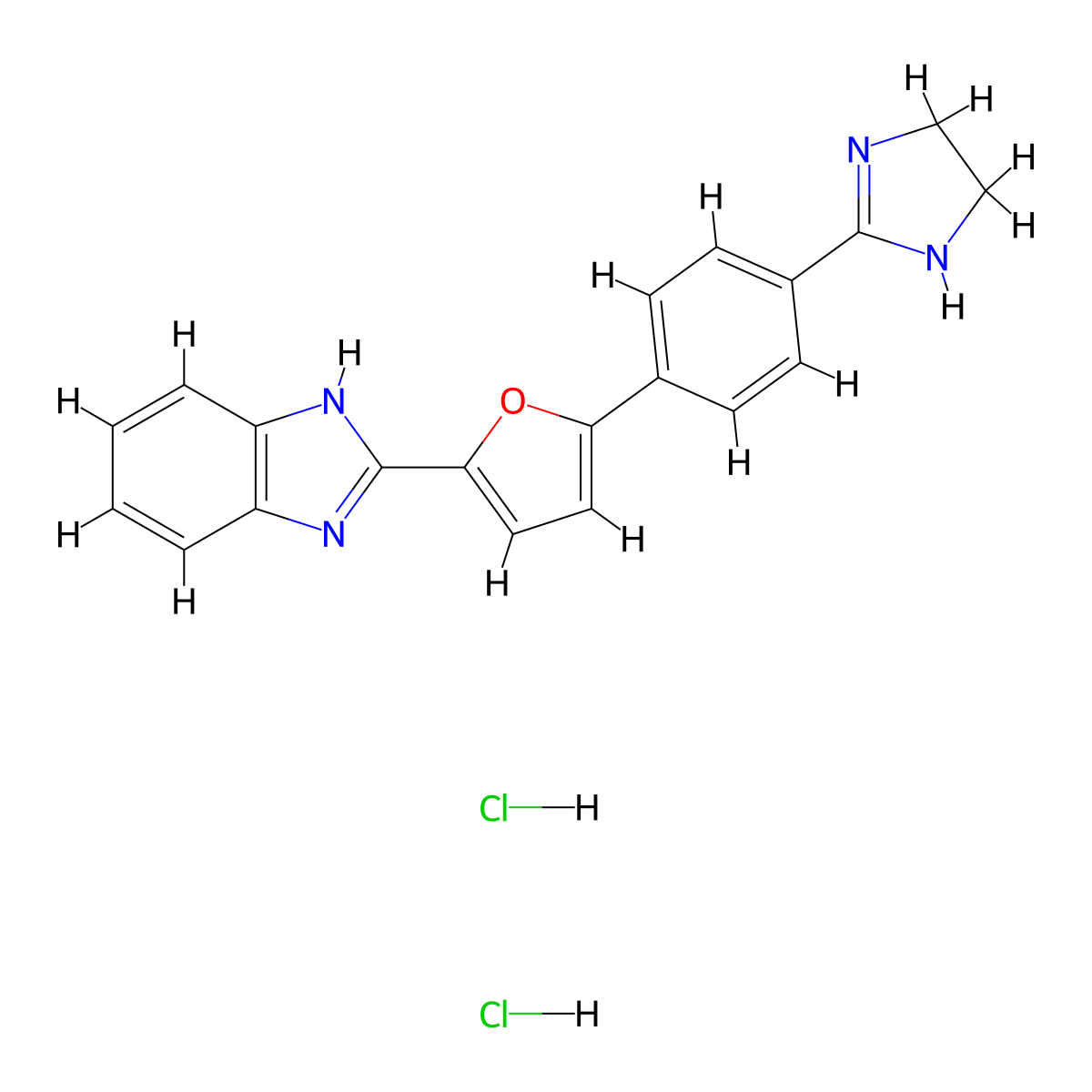 2-(5-(4-(4,5-Dihydro-1H-imidazol-2-yl)phenyl)furan-2-yl)-1H-benzo[d]imidazole dihydrochloride molecular structure, CAS 1451058-50-6
