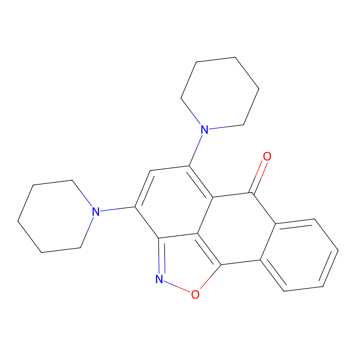 3,5-di(piperidin-1-yl)-6H-anthra[1,9-cd]isoxazol-6-one molecular structure, CAS 145106-01-0