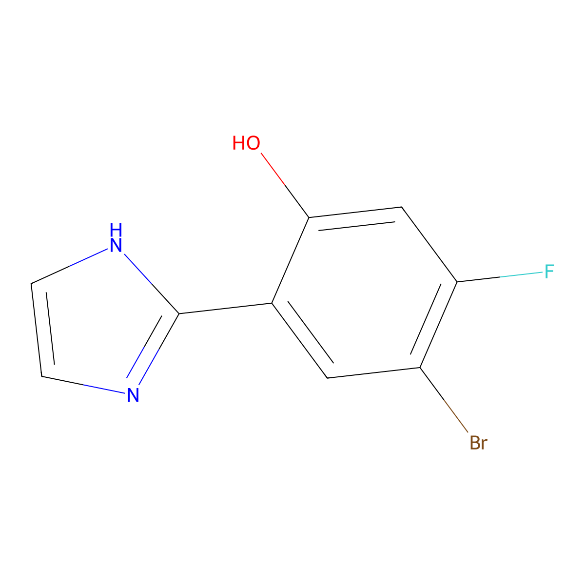 4-bromo-5-fluoro-2-(1H-imidazol-2-yl)phenol molecular structure, CAS 1451084-91-5