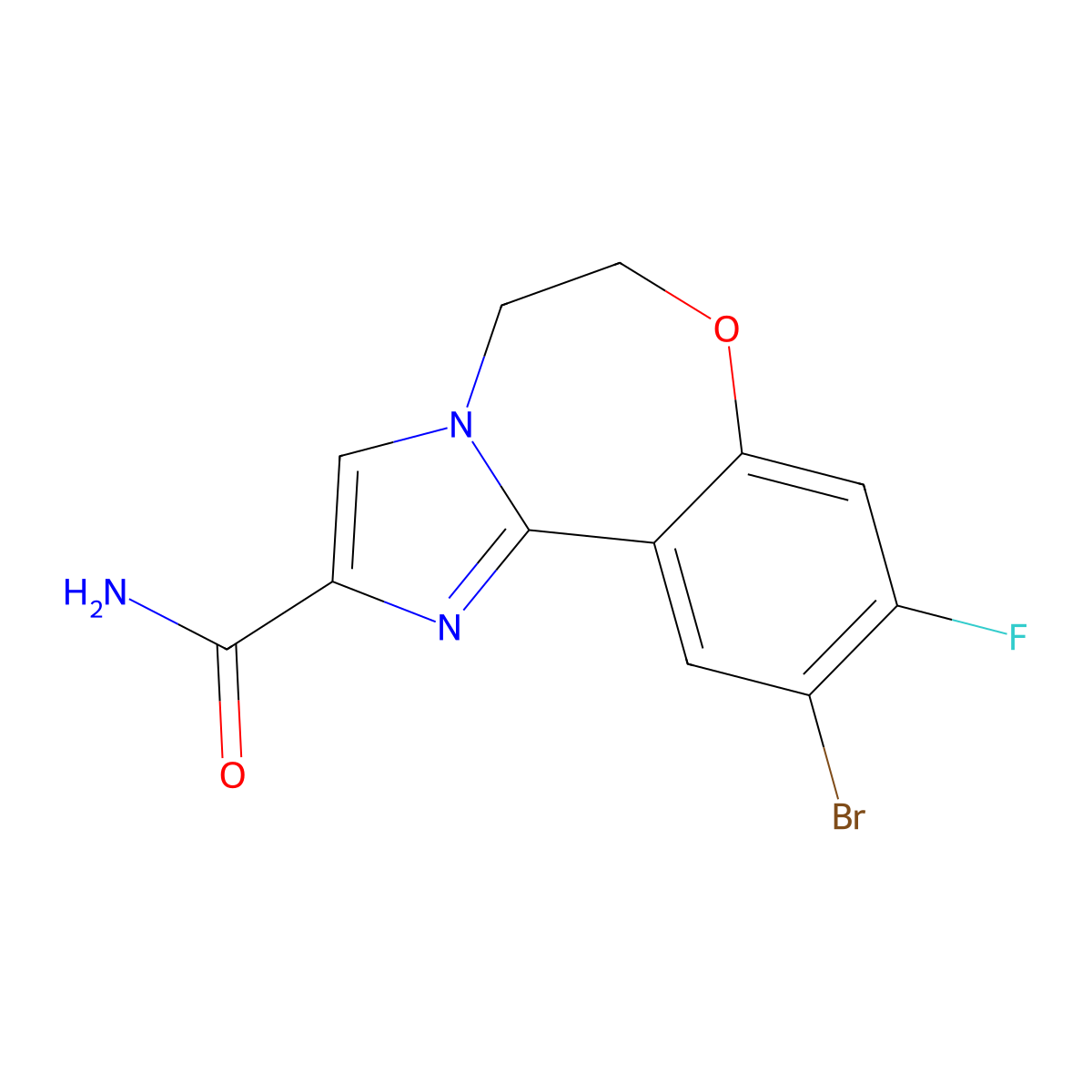 10-Bromo-9-fluoro-5,6-dihydrobenzo[f]imidazo[1,2-d][1,4]oxazepine-2-carboxamide molecular structure, CAS 1451084-97-1
