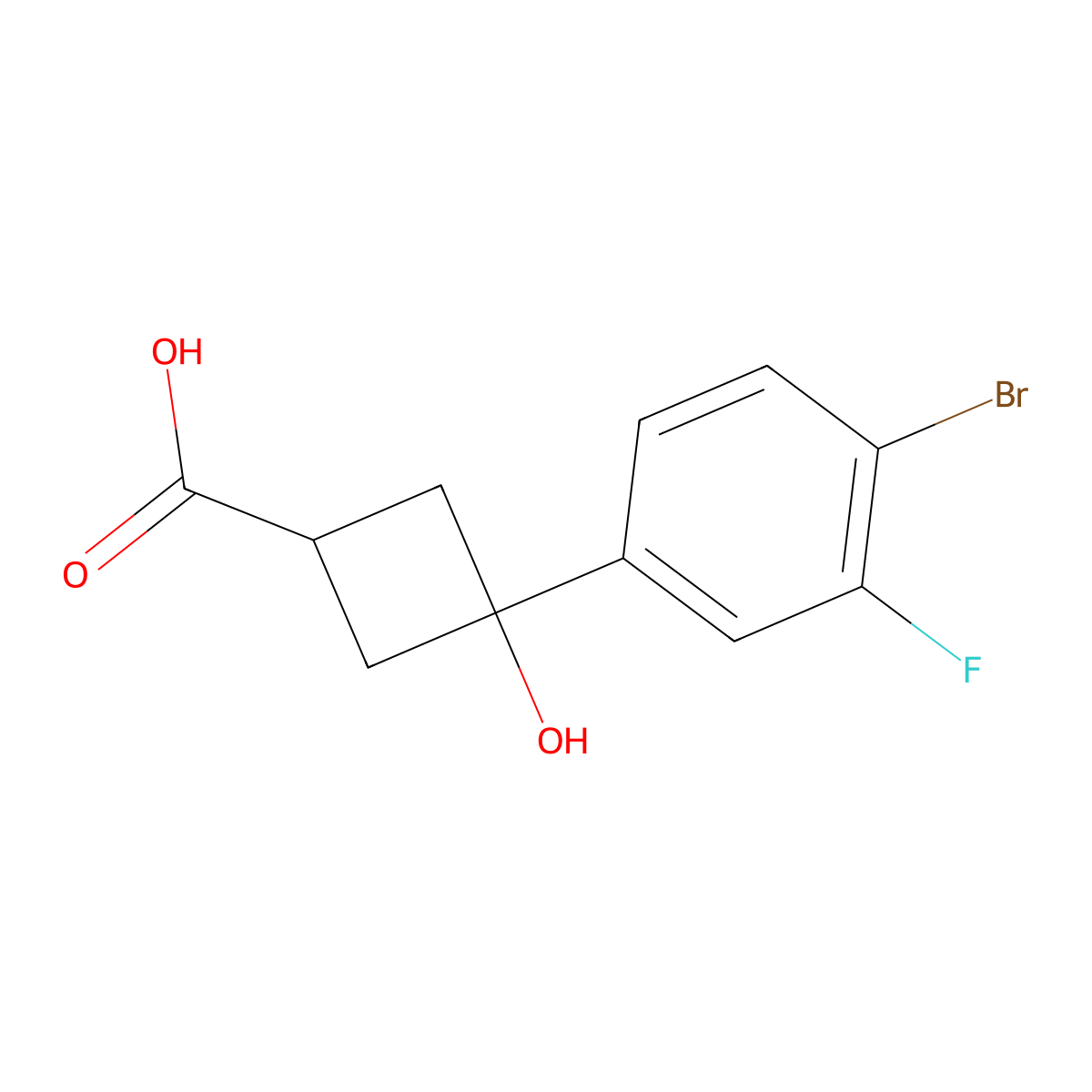 3-(4-Bromo-3-fluorophenyl)-3-hydroxycyclobutane-1-carboxylic acid molecular structure, CAS 1451085-07-6