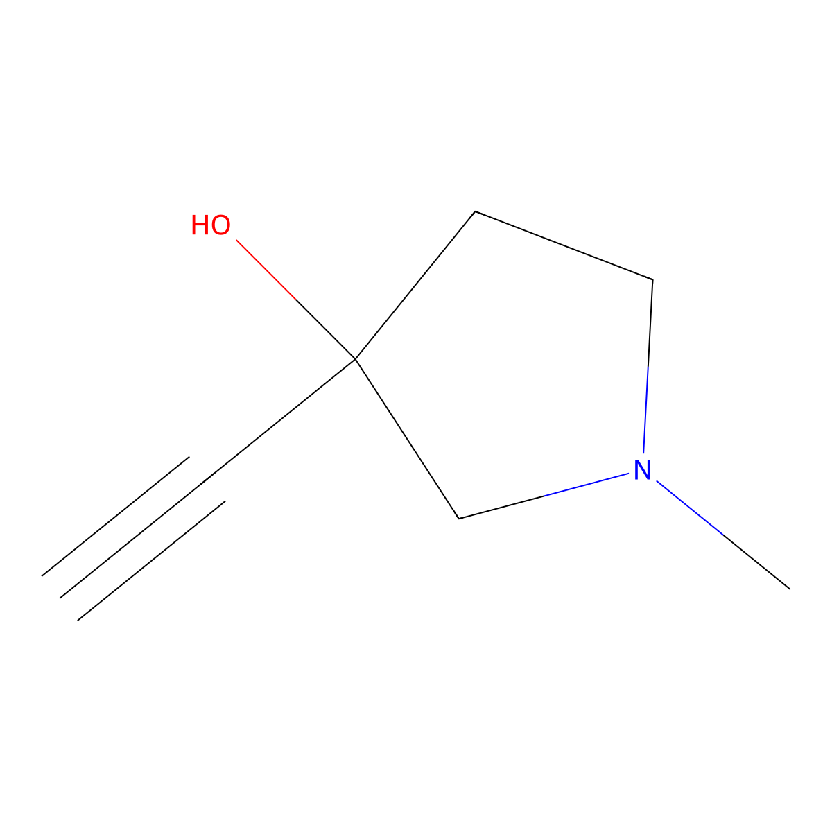 3-Ethynyl-1-methyl-3-pyrrolidinol molecular structure, CAS 1451085-44-1